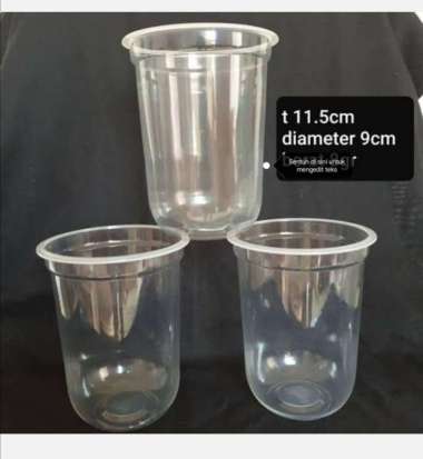 gelas plastik 16oz OVAL U pp bening kopi clear