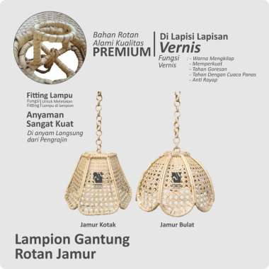 Kap Lampion Rotan, Lampu Hias Gantung. OEM COKLAT