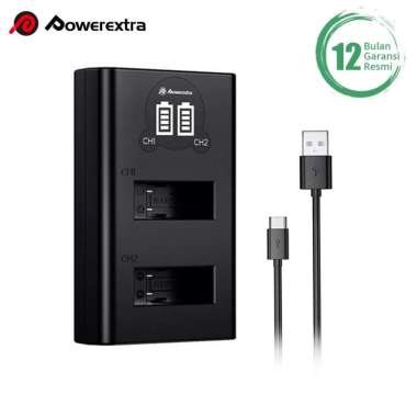 Powerextra Indonesia Dual Charger With USB Type C Cable for Gopro Hero 8 HITAM