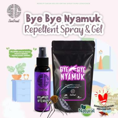 SanGreat Bye Bye Nyamuk Gel dan Spray 100ml Bundling Pengusir Nyamuk Alami violet