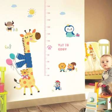 Jerapah Penguin Meteran Tinggi Badan Anak Wall Stiker 011 multicolor