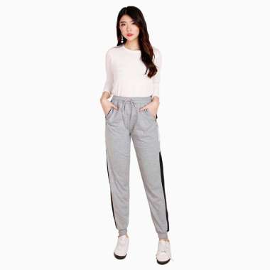 Celana jogger training wanita model terbaru - Jfashion Erikapants M-L Abu - Hitam