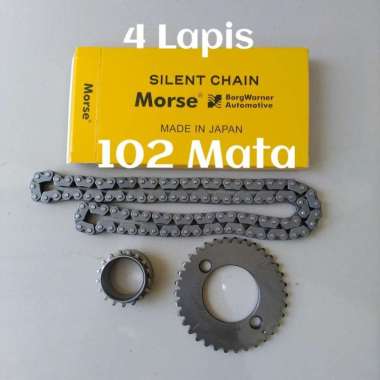 Rantai Keteng Timing Tiger Empat Lapis Morse Japan 102 Mata dan Gir