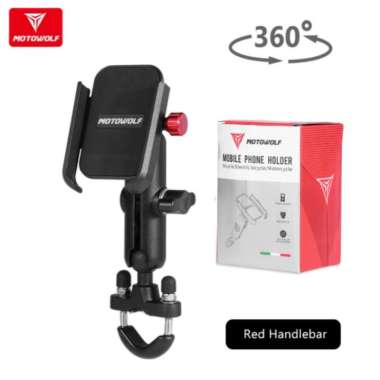 HP Holder Motor Motowolf v3 Holder Besi HP Spion Stang Almunium Alloy STANG Merah