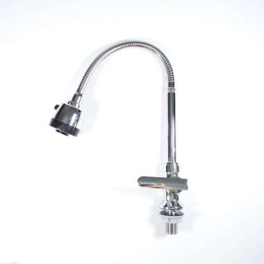 Kran Angsa Fleksibel Tanam Murah Minimalis Engkol - Keran Air sink silver