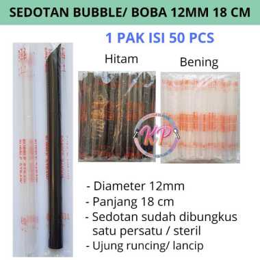 Kencana Sedotan Bubble Steril 12mm 18cm / Sedotan Boba Plastik { 18cm / 50 Pcs } BENING