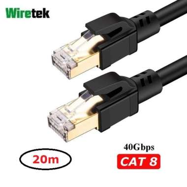 LAN Cat 8 Gigabit Ethernet Network Cable 20 meter WIRETEK Hitam