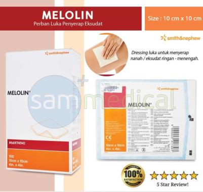 MELOLIN 10X10 Perban Luka Penyerap Eksudat Ringan-Menengah Putih / White