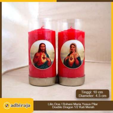 Lilin Misa Ibadah Doa Rohani Yesus Maria Merah Pilar 1 Kati Gambar 3