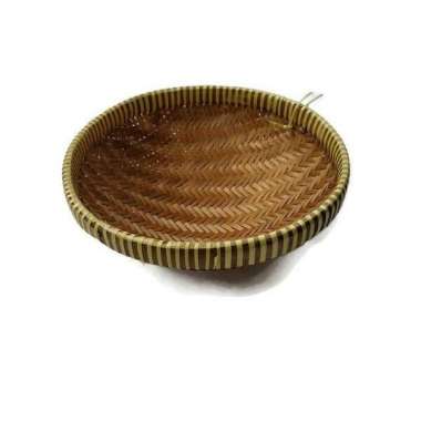 Keranjang anyaman bambu / tempat buah dan sayur / ayakan saringan Diameter 25cm