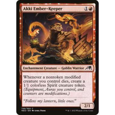 Kartu MTG - Akki Ember-Keeper (Foil) - NEO - Common - EN - 130