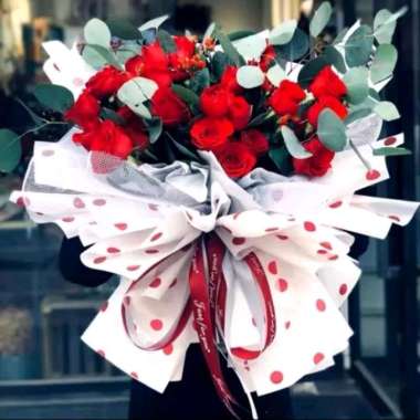 Kertas Buket / Flower Wrapping Paper / Cellophane Dot - 01MRH