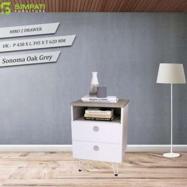 Nakas Romaro Hiro 2 Drawer Kaki Besi
