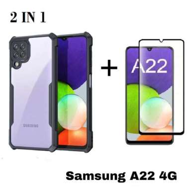 Promo Paket 2in1 Case Transparan Samsung A22 4G / M32 / M22 / A22 5G Free Tempered Glass Layar Samsu