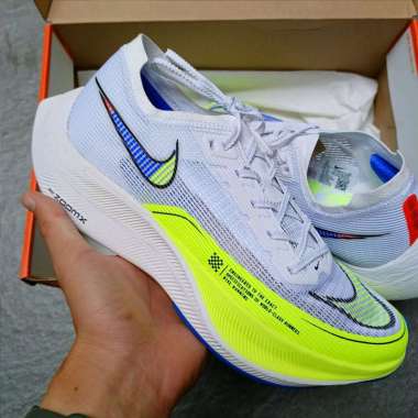 Nike ZoomX Vaporfly Next% 2 White Volt Racer Blue || yellow