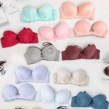 Wimiu Bundle 3PCS Bra Set Premium BH Pakaian Dalam Wanita BH Random Motif dan Warna RANDOM 36