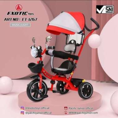 Sepeda Roda 3 Tiga Stroller Exotic ET 1267 by Pacific ET1267 Merah