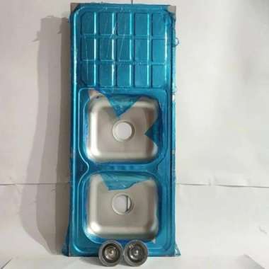 WashBak Wastafel Kitchen Sink Bak Cuci Piring 2 Lobang Flo Stainless