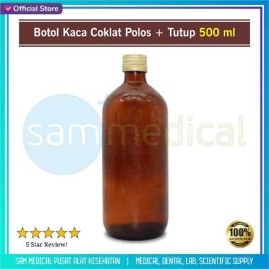 Botol Kaca Coklat Polos + Tutup 500ml