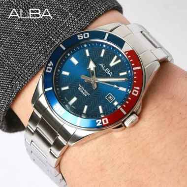 Alba AG.8J39-X1 Pepsi Bezel Original Garansi Resmi Jam Tangan Pria Black Silver