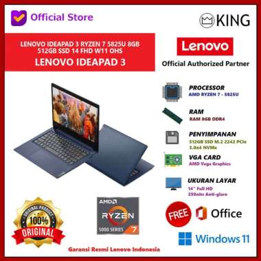 LENOVO IDEAPAD 3 RYZEN 7 5825U 8GB 512GB SSD 14 FHD W11 OHS