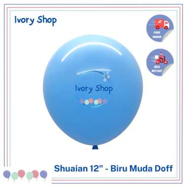 Balon Latex Doff 12 Inch Merk Shuaian Per Pack Isi 100 Shuai An Biru muda doff