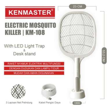 RAKET SETRUMAN NYAMUK WIRELESS MULTIFUNGSI RECHARGEABLE KENMASTER