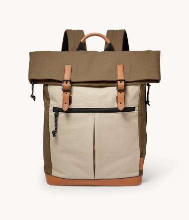 Fossil roll top backpack sales
