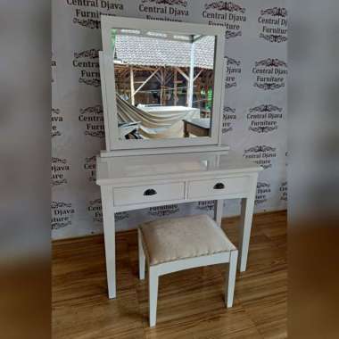 Meja Rias Minimalis Kayu Jati Cat Duco Cermin Kaca Kursi Konsul Jepara