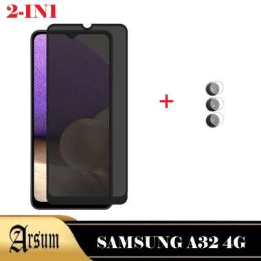 Promo Paket 2in1Tempered Glass Privasi Samsung A32 4G 2021 Terbaru Anti Gores Kaca Spy Full Cover Fr