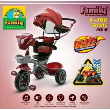 Stroller Sepeda Anak Roda Tiga Family F-760 Travis F760 Tricycle F 760 Merah