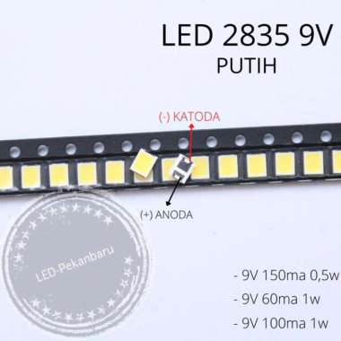 LED 2835 9V 0.5W CHIP SMD PUTIH HIGH BRIGHTNESS SUPER TERANG 9v-100ma