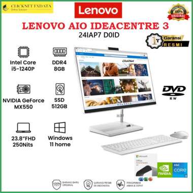 LENOVO IdeaCentre AIO 3 24IAP7 D0ID i5-1240P 8GB 512GB SSD MX550 W11 OHS
