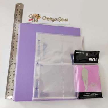 Paket 3in1 Photo Card Album A5 Binder 4p Sleeve Page Double Inner KPOP 3r-Ungu/Pink