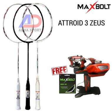 Maxbolt ATTROID 3 ZEUS Raket Badminton Bulutangkis Original Terpasang Senar Black
