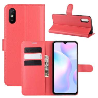 Xiaomi Redmi 9A Redmi9A Flip Wallet Dompet Kulit Leather Cover Case Casing - Merah Xiaomi Redmi 9A