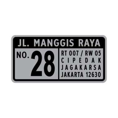 Plang Nomor Rumah 40cm x 20cm Plat Alumunium