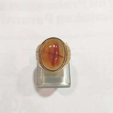 Cincin Pria Batu Akik Gambar Salib Emas Kuning 750