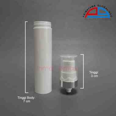 Botol Airless Pump Prima Kemas - botol serum - Airless Pump PP 10 ml White White Line Silver