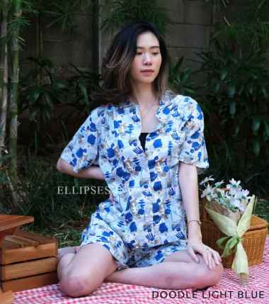 ELLIPSESINC Piyama Wanita/Piyama Kancing/Baju Tidur/Piyama Rayon Wanita Lengan Pendek Lengan Panjang
