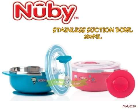 Mak110 Mangkok Nuby Stainless Suction Bowl 250Ml Mangkok Anti Slip