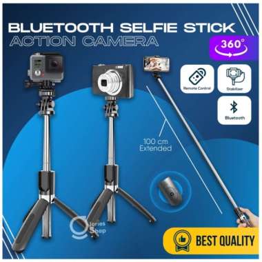 Tongsis Tripod Bluetooth 4in1 Selfie Stick Remote Action Cam Multicolor