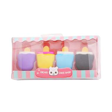 OEM SK-A53 Penghapus Pensil Set 4IN1 Motif Lolipop / Alat Tulis Penghapus Lucu Isi 4pcs Karakter Don