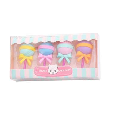 OEM SK-A53 Penghapus Pensil Set 4IN1 Motif Lolipop / Alat Tulis Penghapus Lucu Isi 4pcs Karakter Don