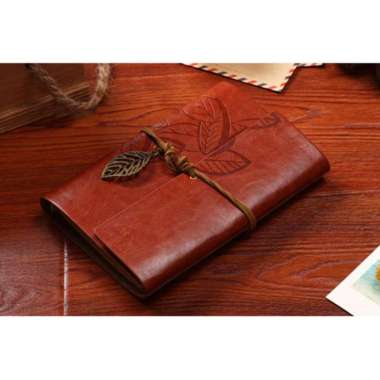 no brand Retro Mini Natural Loose Leaf A6 Notebook BROWN