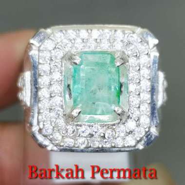 Batu Emerald Zamrud Colombia Bermemo Ring Perak asli n 2155 Hijau