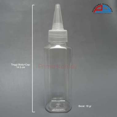 Botol Cap Kerucut 100 ml - botol kosmetik Prima Kemas - botol hair tonic - Pet SQ 100 ml Natural