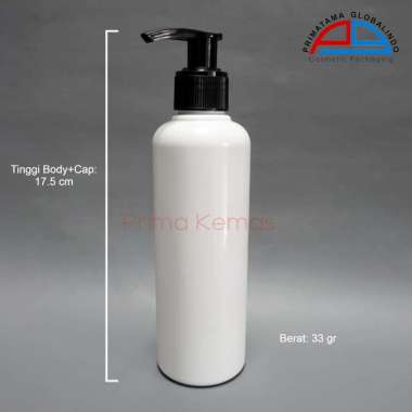 Botol 250 ml Putih + Pump Lotion 24/410 AG (neck lock) - botol sabun - botol kosmetik - Pump Lotion 