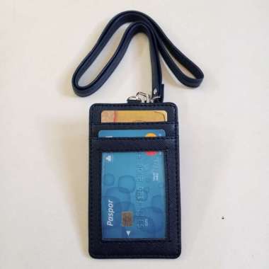 ID card holder 4 sisi - Name Tag 4 Kartu - Name Tag dengan Tali Biru