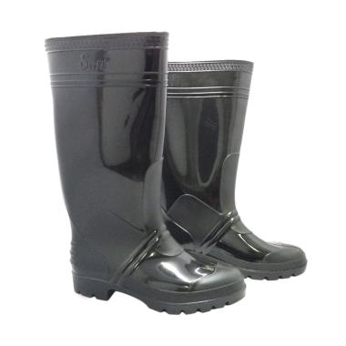 Steffi Karet Sepatu Boots - Hitam [Tinggi 41 cm]